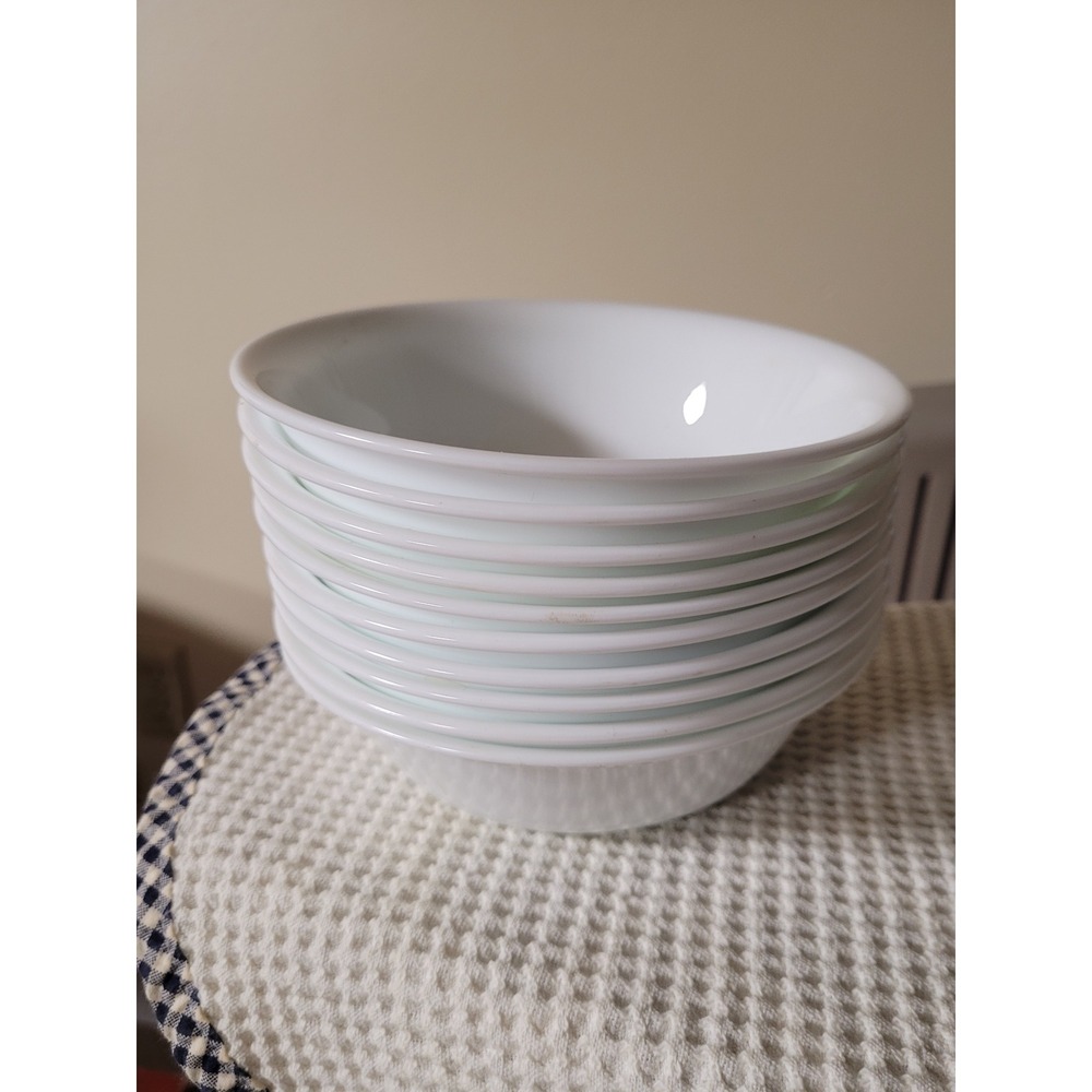 Corelle Winter Frost White Cereal Soup Bowls Set/10 Corning Vitrelle USA 6.25" - Picture 4 of 4